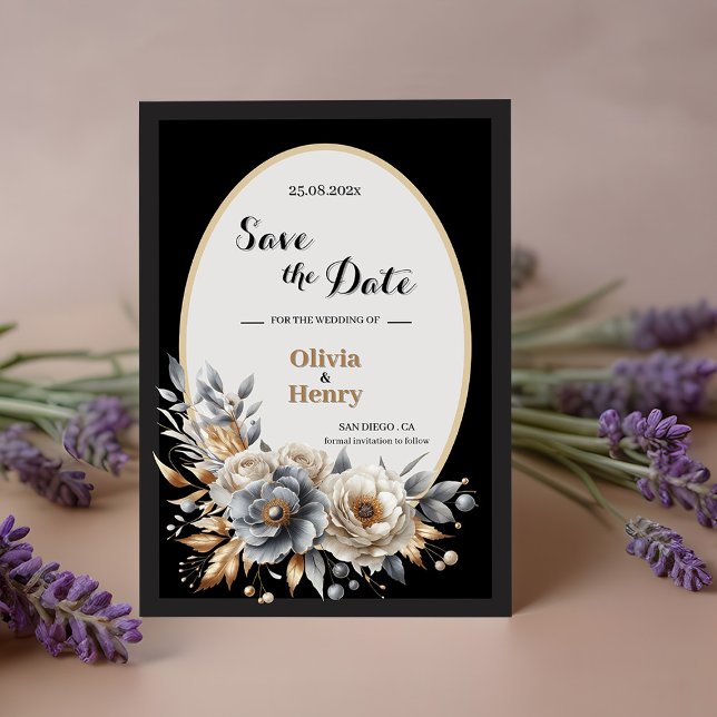 Save The Date Élégant classique Floral Rustic Mariage Date de sa (Créateur téléchargé)
