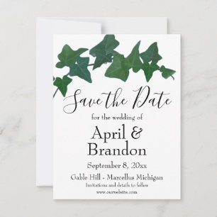 Save The Date Élégant classique Green English Ivy script