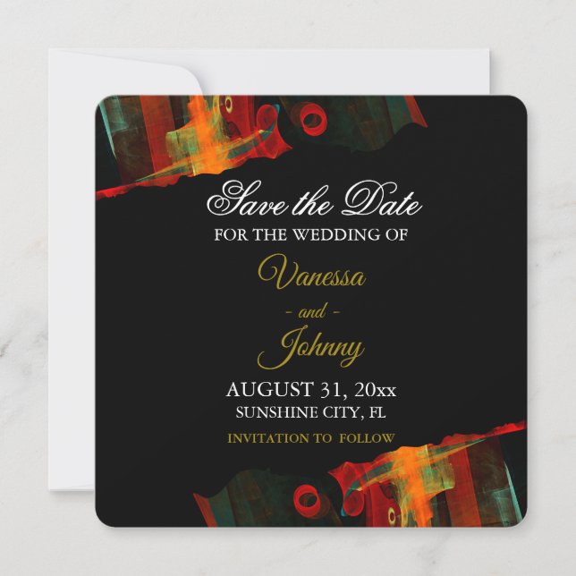 Save The Date Élégant Classique Moderne Tendance Motif #903 Mari (Devant)