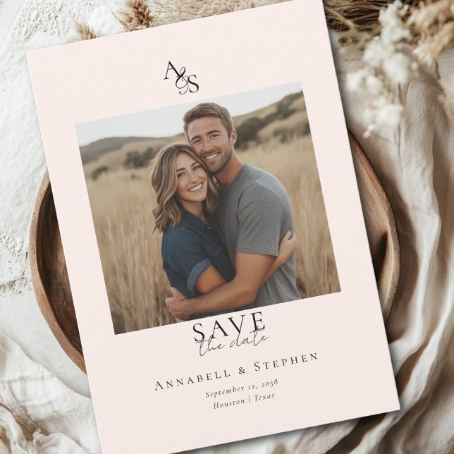 Save The Date Élégant, Classique, Monogramme, Mariage 1 Photo (Elegant, Classic, Monogram, Wedding 1 Photo Save The Date Card.)