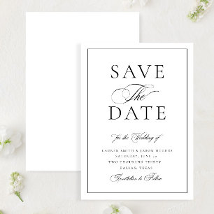 Save The Date Élégant classique noir et blanc Mariage de calligr
