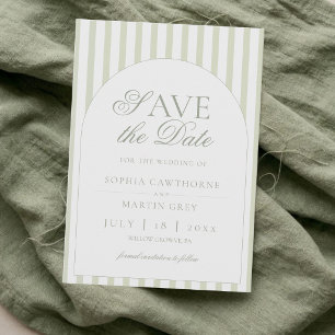 Save The Date Élégant Classique Rayure Vert Sauge
