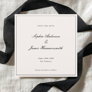 Save The Date Élégant Classy Formal Cadre Noir Mariage de script