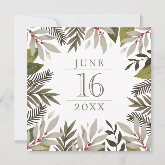 Save The Date Élégant Classy Muted Botanical (Devant)