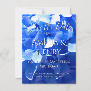 Save The Date Elégant cobalt bleu floral élégant bleu hydrangea