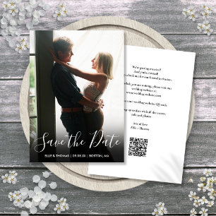 Save The Date Élégant Code QR de Photo de Mariage Écriture