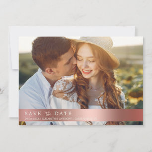 Save The Date Elégant code QR Rose Gold Botanical Photo Mariage