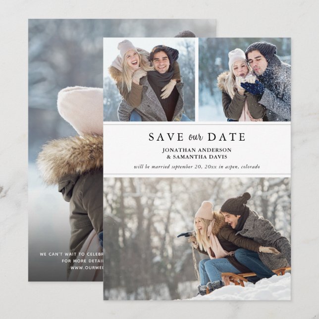 Save The Date Élégant collection photo moderne Enregistrer notre (Devant / Derrière)