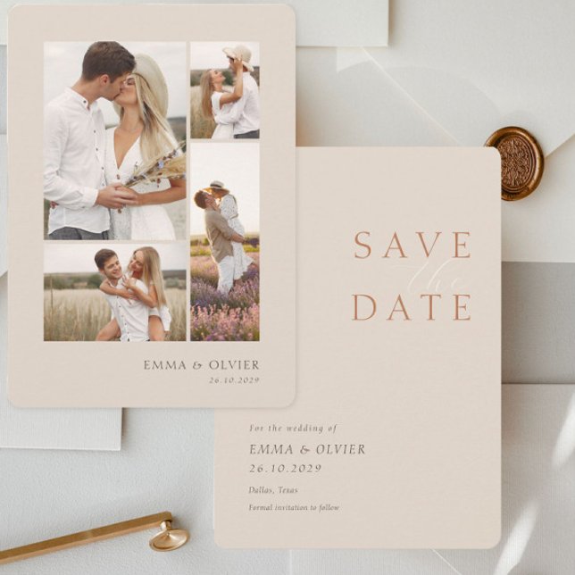 Save The Date Elegant Copper Desert Sand  Photo Collage Wedding (Créateur téléchargé)