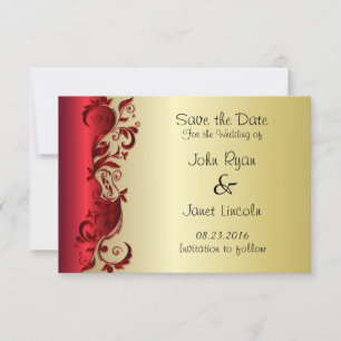 Save The Date Elégant design Mariage rouge et or