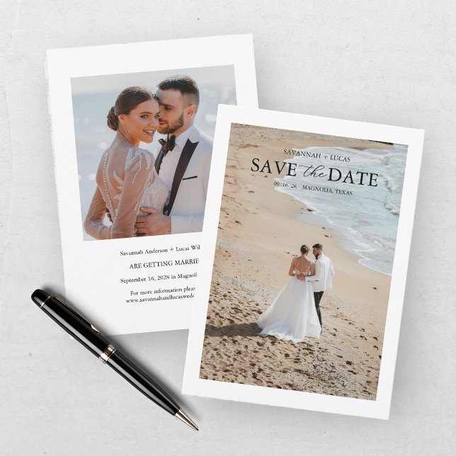 Save The Date Élégant Deux Photos (Créateur téléchargé)