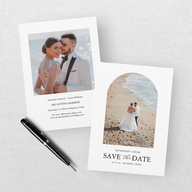 Save The Date Élégant Deux Photos (Créateur téléchargé)