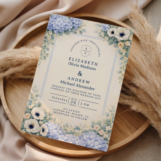 Save The Date Elegant Dusty Blue Garden Wedding (Créateur téléchargé)
