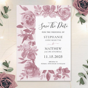 Save The Date Elégant Dusty Rose aquarelle Mariage floral