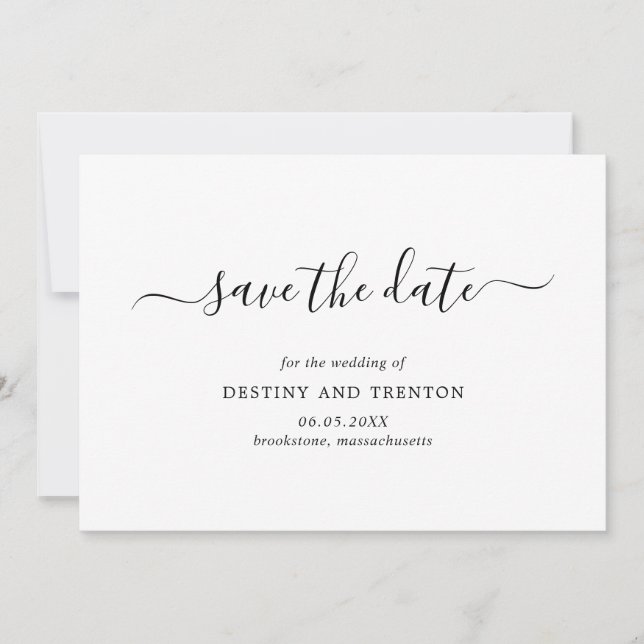 Save The Date Élégant écriture simple mariage moderne (Devant)