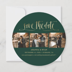 Save The Date Élégant Emerald Green et Gold Mariage photo