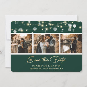 Save The Date Élégant Emerald Green Photo Mariage Enregistrer la