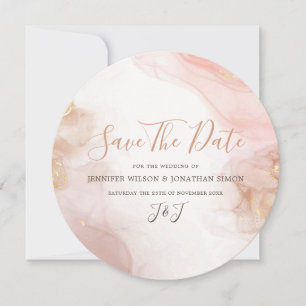 Save The Date Élégant Encre d'alcool Or Blush Pink Minimal moder