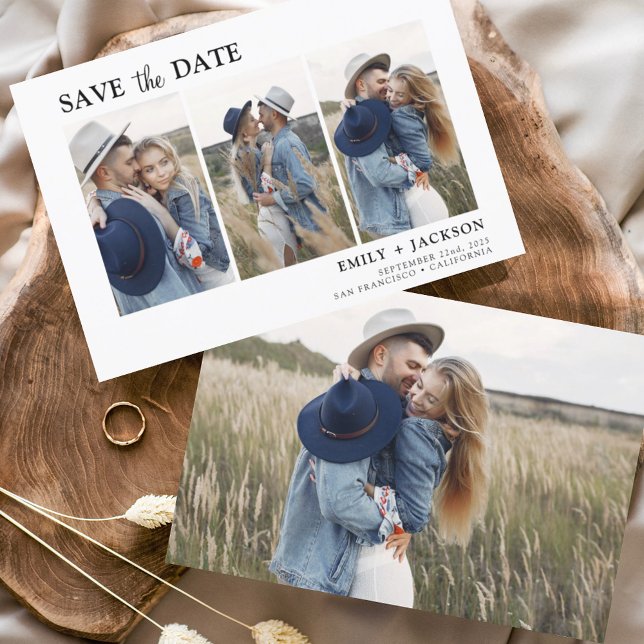 Save The Date Élégant Enregistrer la date 4 Photo Simple (Créateur téléchargé)