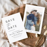 Save The Date Élégant Enregistrer la date photo minimaliste<br><div class="desc">Mariage Enregistrer les cartes de dates qui ont une photo sur le devant. Les cartes Save the Date contiennent une typographie de script moderne,  lettrée à la main,  qui sont élégantes,  simples et modernes à utiliser après que vous minimaliste simple célébration de mariage.</div>