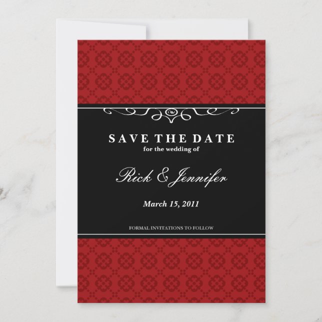 Save The Date Élégant Enregistrer l'invitation de date (rouge) (Devant)