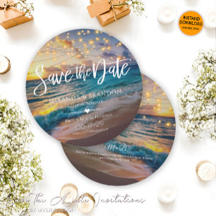 Save The Date Élégant été Sunset Beach String Mariage