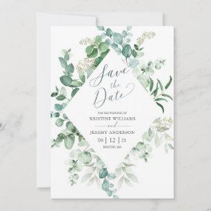 Save The Date Elégant Eucalyptus Aquarelle Mariage de verdure