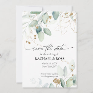 Save The Date Elégant Eucalyptus Botanical Wedding Enregistrer l