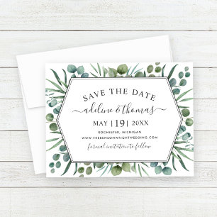 Save The Date Elégant Eucalyptus Mariage de verdure géométrique