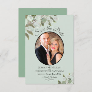 Save The Date Elégant Eucalyptus Vert et Mariage photo