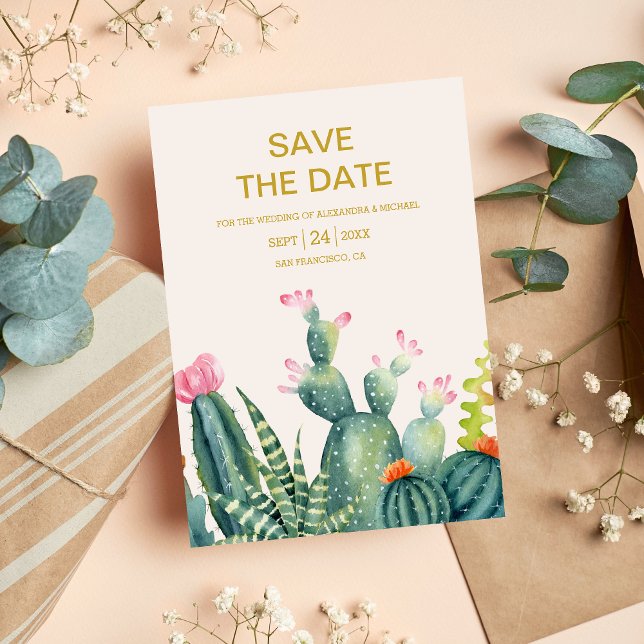 Save The Date Elégant Eucalyptus Vert Succulent Mariage (Créateur téléchargé)