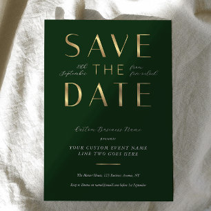 Save The Date Élégant Événement Commercial Vert & Or Entreprise