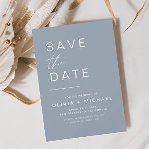 Save The Date Élégant faire part minimaliste bleu poussiéreux éc