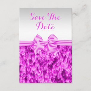 Save The Date Élégant Faux Fur & Pink Bow Anniversaire Enregistr