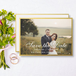 Save The Date Élégant Faux Gold Script Enregistrer la date avec