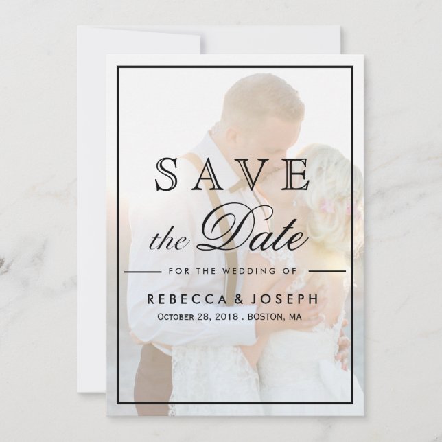 Save The Date Elegant Faux Vellum Overlay Photo Wedding Save The (Devant)