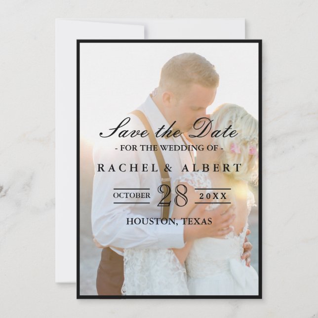 Save The Date Elegant Faux Vellum Overlay Photo Wedding Save The (Devant)