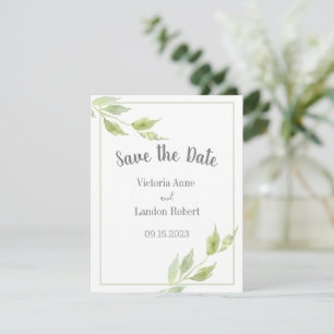 Save The Date Elégant Feuille Mariage d'aquarelle