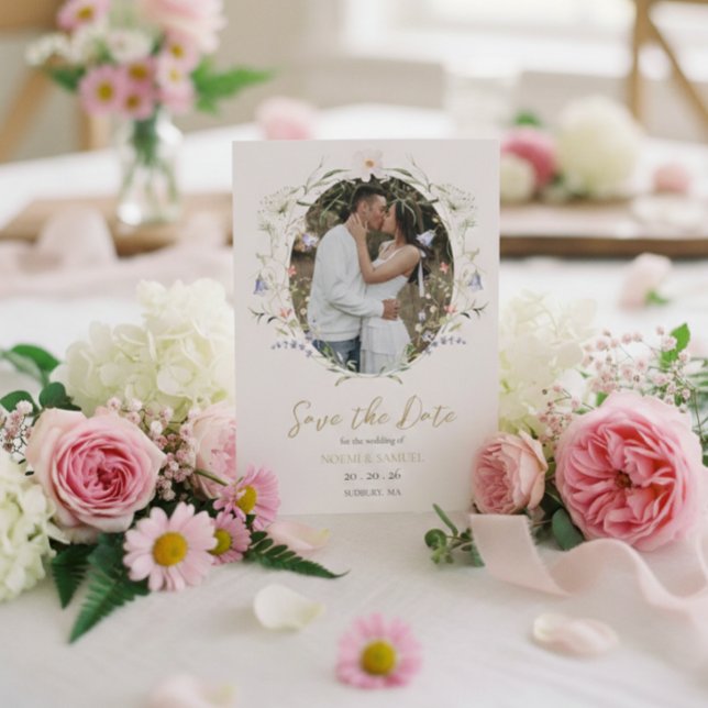 Save The Date Elégant Fleur sauvage Aquarelle Delicate Mariage (Créateur téléchargé)