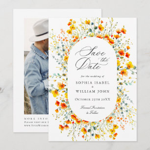 Save The Date Elégant Fleur sauvage d'aquarelle Meadow