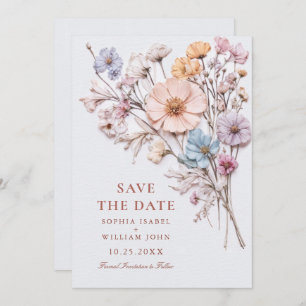 Save The Date Elégant Fleur sauvage d'aquarelle Meadow