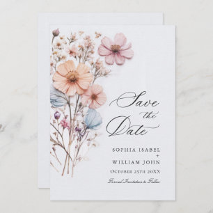 Save The Date Elégant Fleur sauvage d'aquarelle Meadow