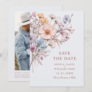 Save The Date Elégant Fleur sauvage d'aquarelle Meadow