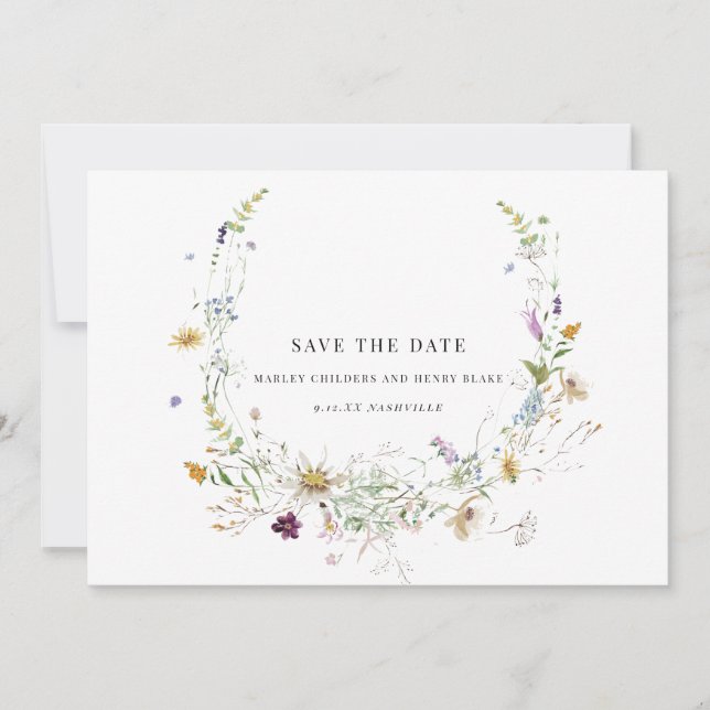 Save The Date Élégant Fleur sauvage Enregistrer la date (Devant)