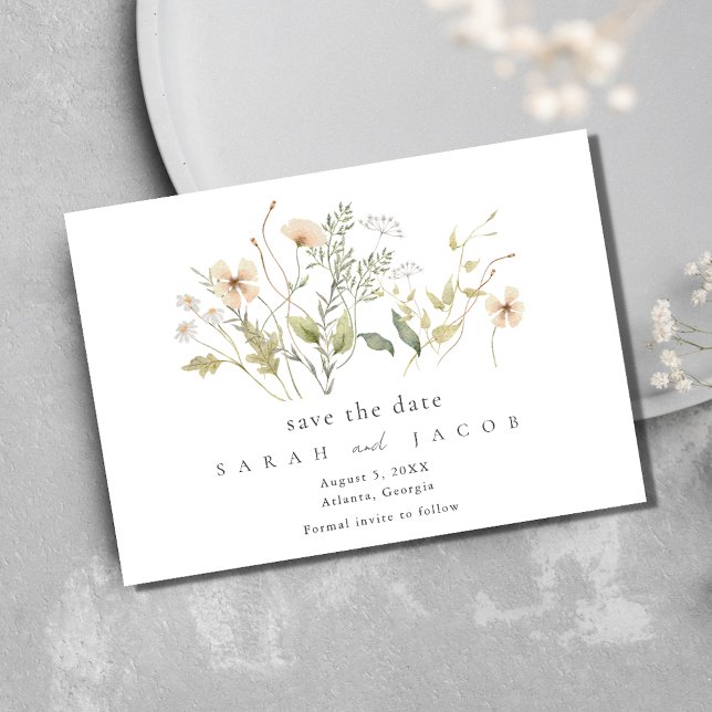 Save The Date Élégant Fleur sauvage Mariage extérieur (Elegant Wildflower Outdoor Wedding Save The Date)