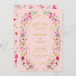 Save The Date Elégant Fleur sauvage Meadow Printemps Jardin Mari