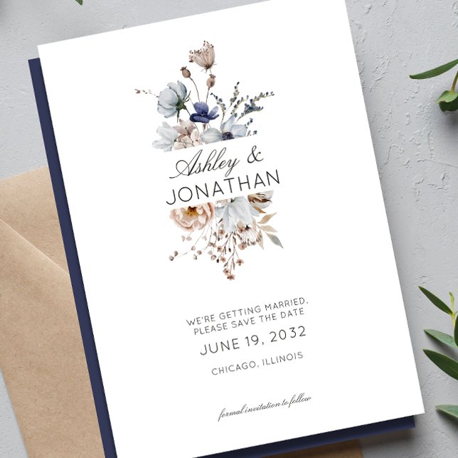 Save The Date Élégant Fleur sauvage moderne Mariage (Créateur téléchargé)