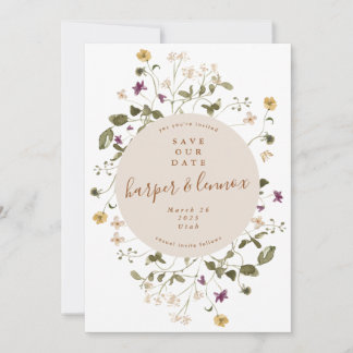 Save The Date Élégant Fleur sauvage séché Pampas Mariage Floral
