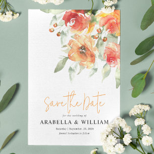 Save The Date Élégant floral aquarelle d'abricot