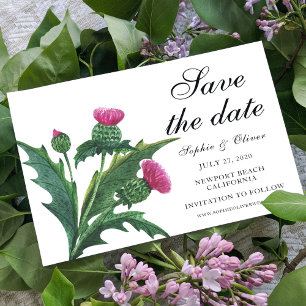 Save The Date Élégant floral de chardon écossais